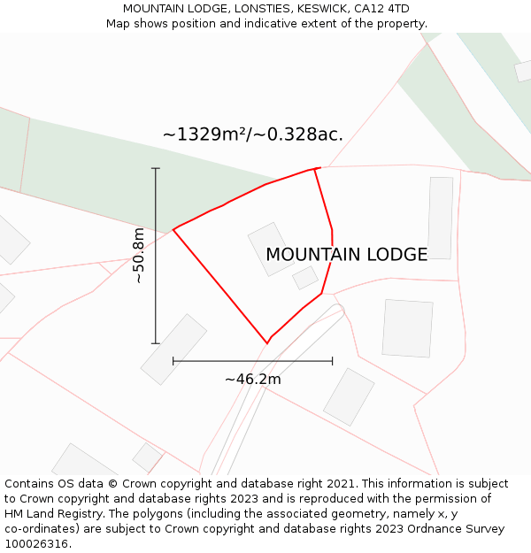MOUNTAIN LODGE, LONSTIES, KESWICK, CA12 4TD: Plot and title map