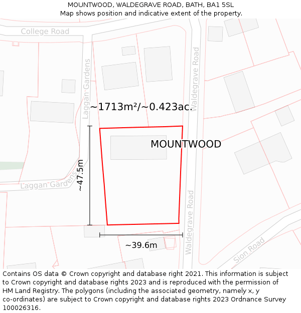 MOUNTWOOD, WALDEGRAVE ROAD, BATH, BA1 5SL: Plot and title map