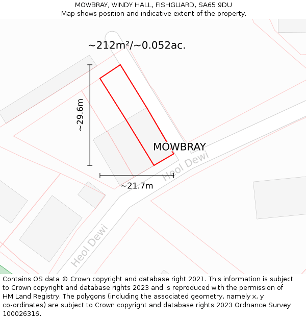 MOWBRAY, WINDY HALL, FISHGUARD, SA65 9DU: Plot and title map