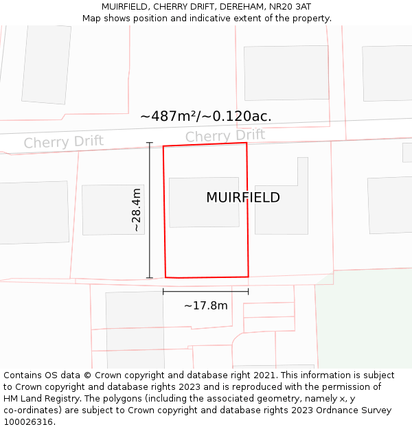 MUIRFIELD, CHERRY DRIFT, DEREHAM, NR20 3AT: Plot and title map