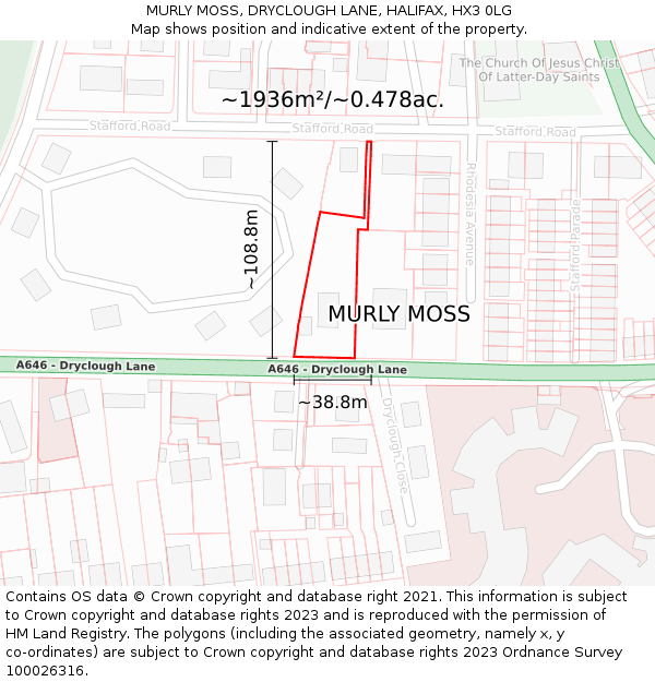 MURLY MOSS, DRYCLOUGH LANE, HALIFAX, HX3 0LG: Plot and title map