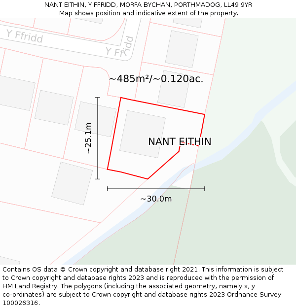 NANT EITHIN, Y FFRIDD, MORFA BYCHAN, PORTHMADOG, LL49 9YR: Plot and title map