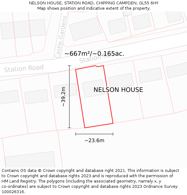 NELSON HOUSE, STATION ROAD, CHIPPING CAMPDEN, GL55 6HY: Plot and title map