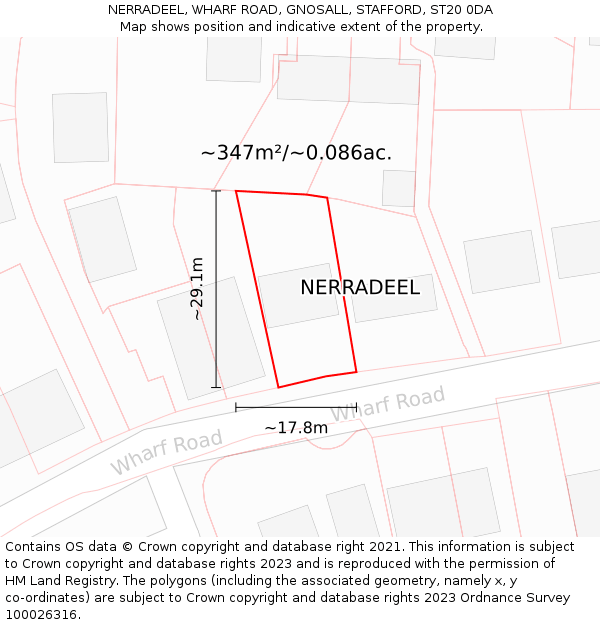 NERRADEEL, WHARF ROAD, GNOSALL, STAFFORD, ST20 0DA: Plot and title map