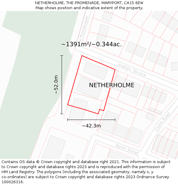 NETHERHOLME, THE PROMENADE, MARYPORT, CA15 6EW: Plot and title map