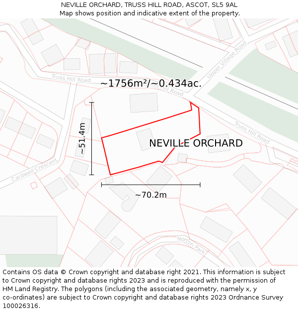 NEVILLE ORCHARD, TRUSS HILL ROAD, ASCOT, SL5 9AL: Plot and title map
