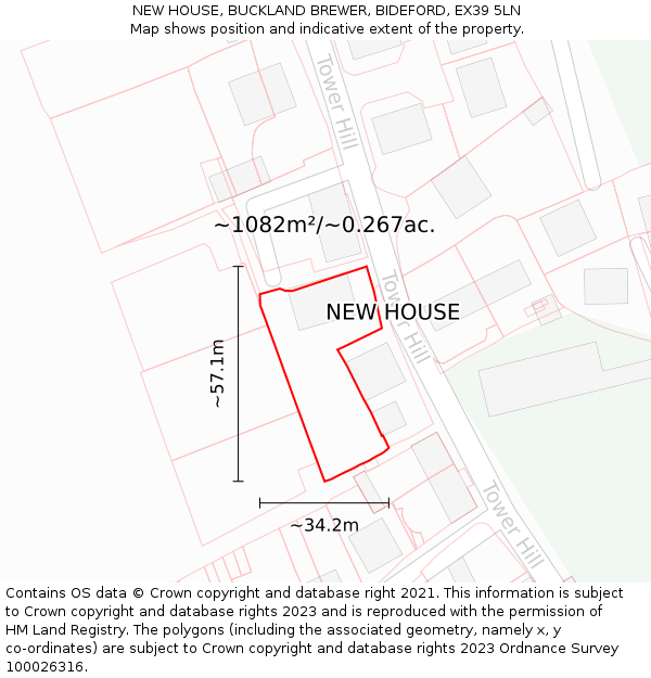 NEW HOUSE, BUCKLAND BREWER, BIDEFORD, EX39 5LN: Plot and title map