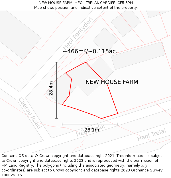 NEW HOUSE FARM, HEOL TRELAI, CARDIFF, CF5 5PH: Plot and title map