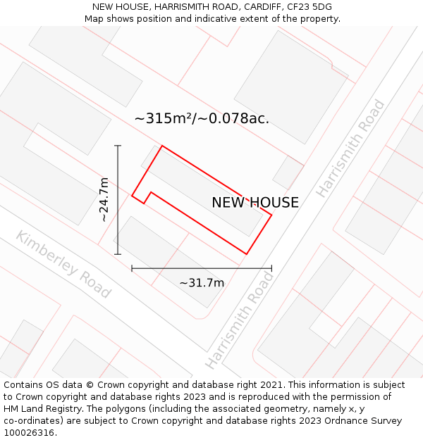 NEW HOUSE, HARRISMITH ROAD, CARDIFF, CF23 5DG: Plot and title map
