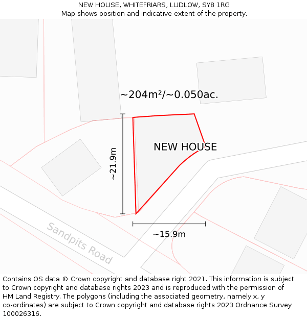 NEW HOUSE, WHITEFRIARS, LUDLOW, SY8 1RG: Plot and title map