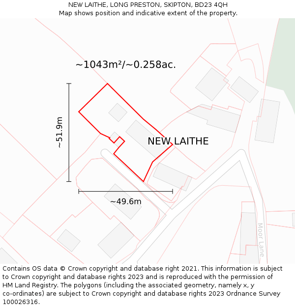 NEW LAITHE, LONG PRESTON, SKIPTON, BD23 4QH: Plot and title map