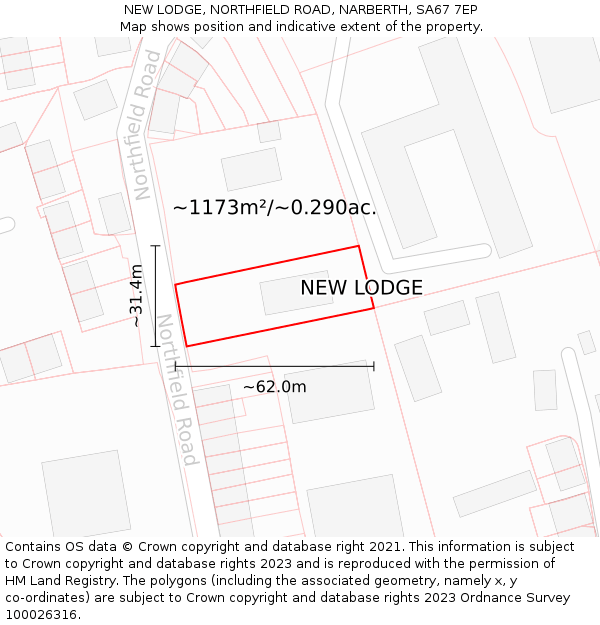 NEW LODGE, NORTHFIELD ROAD, NARBERTH, SA67 7EP: Plot and title map