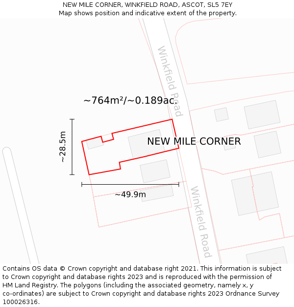NEW MILE CORNER, WINKFIELD ROAD, ASCOT, SL5 7EY: Plot and title map