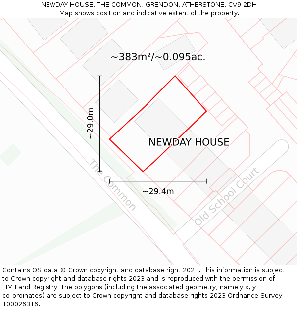 NEWDAY HOUSE, THE COMMON, GRENDON, ATHERSTONE, CV9 2DH: Plot and title map