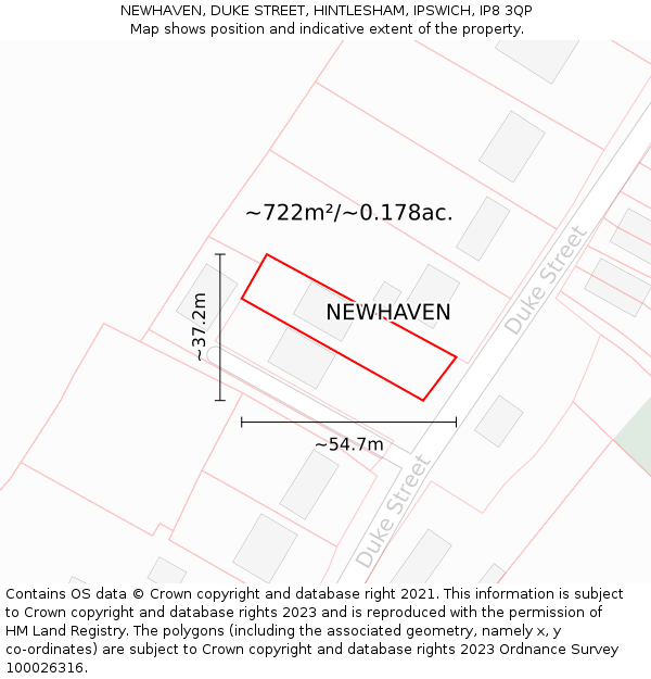 NEWHAVEN, DUKE STREET, HINTLESHAM, IPSWICH, IP8 3QP: Plot and title map