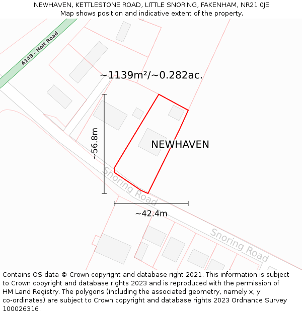 NEWHAVEN, KETTLESTONE ROAD, LITTLE SNORING, FAKENHAM, NR21 0JE: Plot and title map