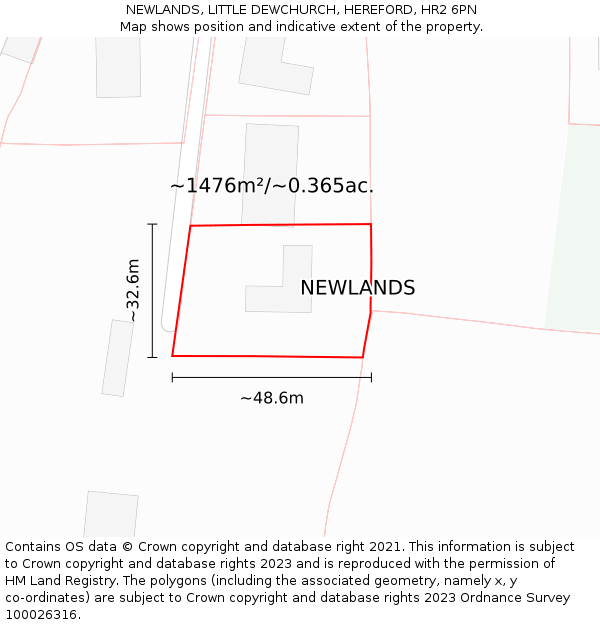 NEWLANDS, LITTLE DEWCHURCH, HEREFORD, HR2 6PN: Plot and title map