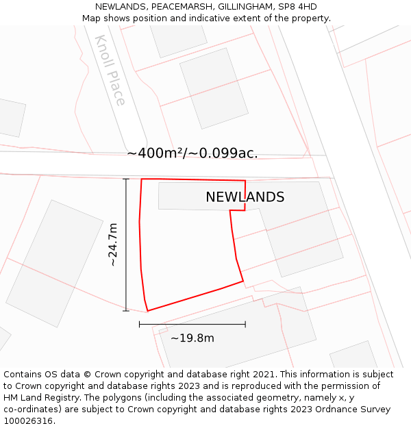 NEWLANDS, PEACEMARSH, GILLINGHAM, SP8 4HD: Plot and title map