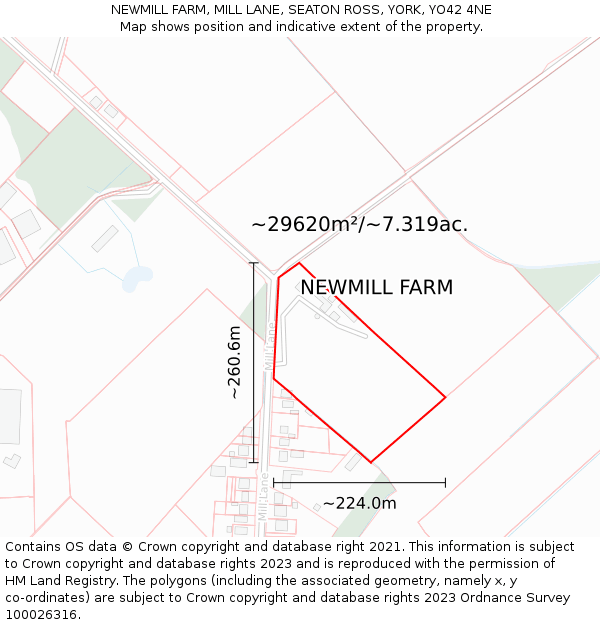 NEWMILL FARM, MILL LANE, SEATON ROSS, YORK, YO42 4NE: Plot and title map