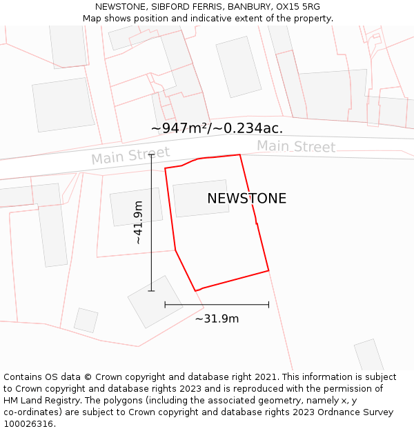 NEWSTONE, SIBFORD FERRIS, BANBURY, OX15 5RG: Plot and title map