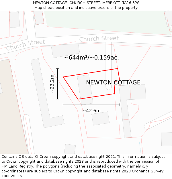 NEWTON COTTAGE, CHURCH STREET, MERRIOTT, TA16 5PS: Plot and title map