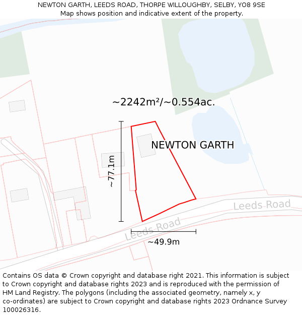 NEWTON GARTH, LEEDS ROAD, THORPE WILLOUGHBY, SELBY, YO8 9SE: Plot and title map