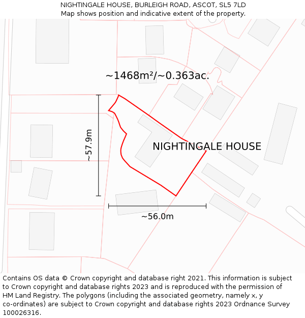 NIGHTINGALE HOUSE, BURLEIGH ROAD, ASCOT, SL5 7LD: Plot and title map