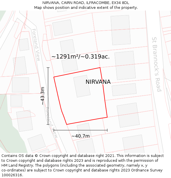 NIRVANA, CAIRN ROAD, ILFRACOMBE, EX34 8DL: Plot and title map