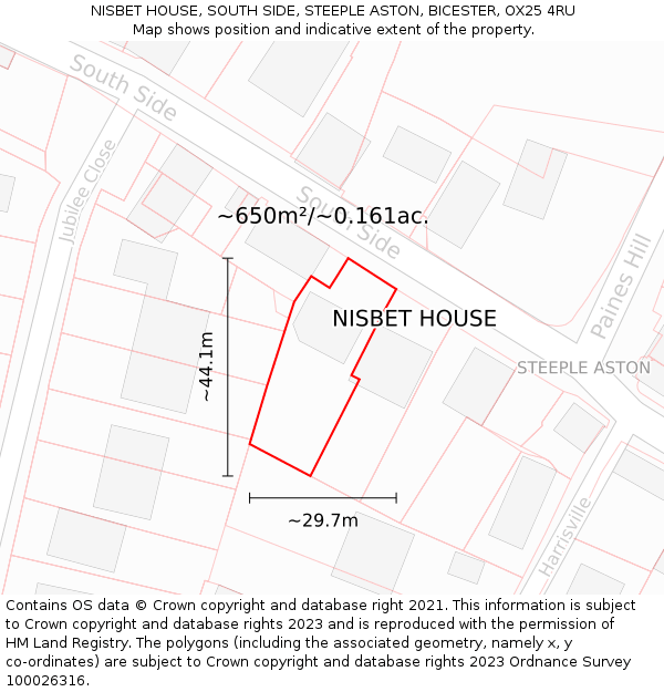 NISBET HOUSE, SOUTH SIDE, STEEPLE ASTON, BICESTER, OX25 4RU: Plot and title map