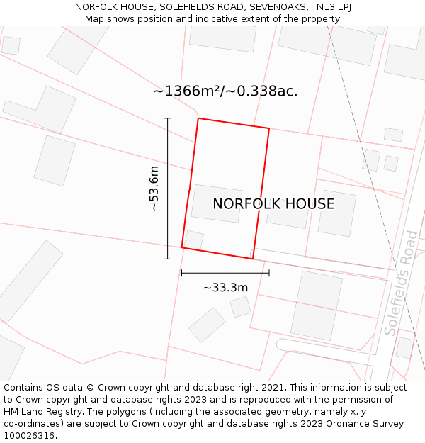 NORFOLK HOUSE, SOLEFIELDS ROAD, SEVENOAKS, TN13 1PJ: Plot and title map