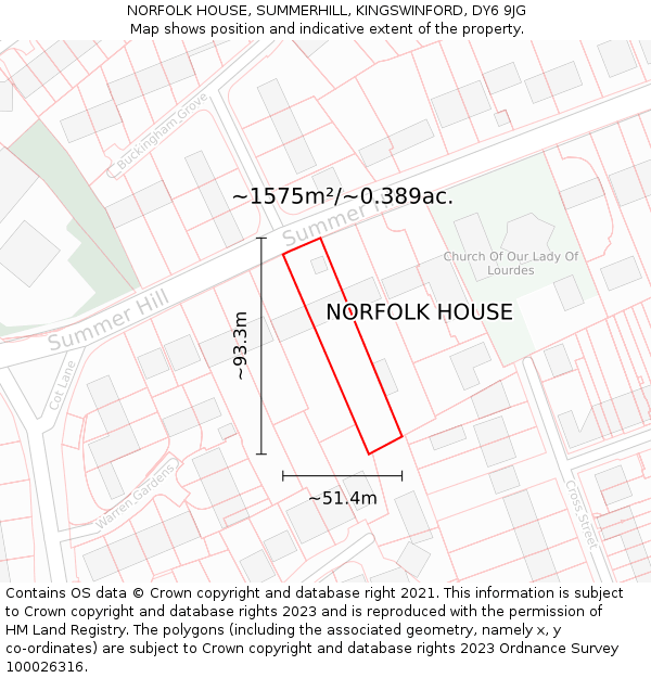 NORFOLK HOUSE, SUMMERHILL, KINGSWINFORD, DY6 9JG: Plot and title map