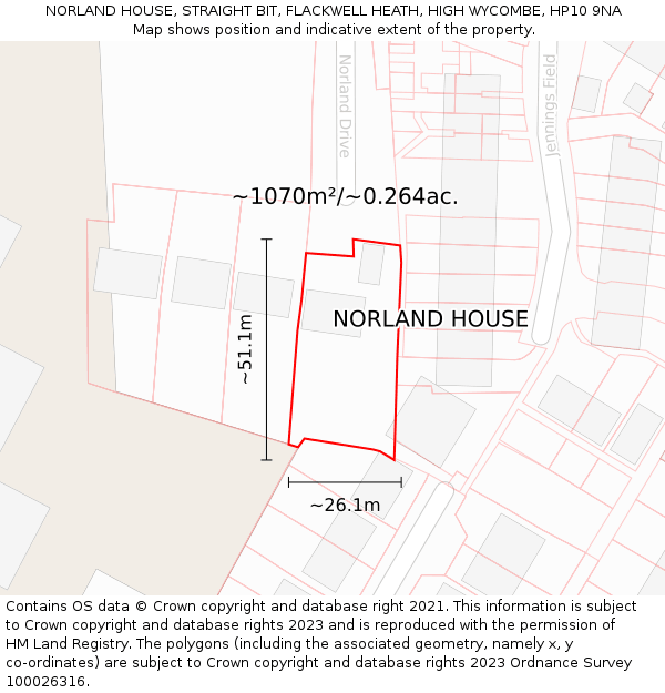 NORLAND HOUSE, STRAIGHT BIT, FLACKWELL HEATH, HIGH WYCOMBE, HP10 9NA: Plot and title map