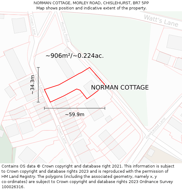NORMAN COTTAGE, MORLEY ROAD, CHISLEHURST, BR7 5PP: Plot and title map