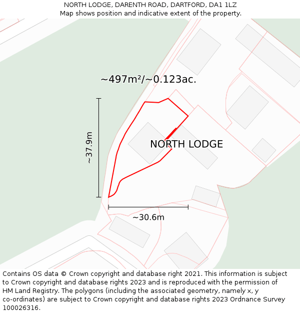 NORTH LODGE, DARENTH ROAD, DARTFORD, DA1 1LZ: Plot and title map