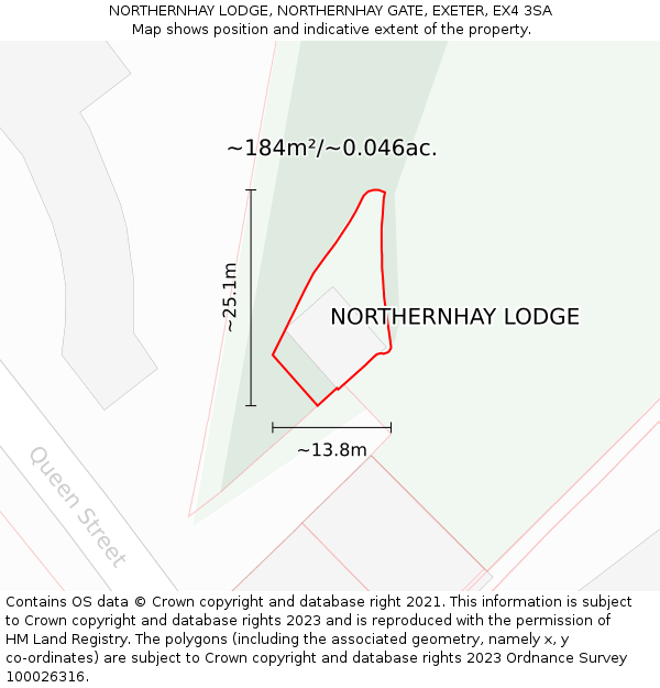 NORTHERNHAY LODGE, NORTHERNHAY GATE, EXETER, EX4 3SA: Plot and title map