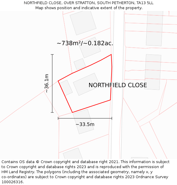 NORTHFIELD CLOSE, OVER STRATTON, SOUTH PETHERTON, TA13 5LL: Plot and title map