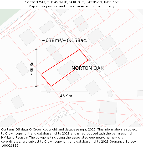 NORTON OAK, THE AVENUE, FAIRLIGHT, HASTINGS, TN35 4DE: Plot and title map