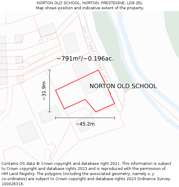 NORTON OLD SCHOOL, NORTON, PRESTEIGNE, LD8 2EL: Plot and title map