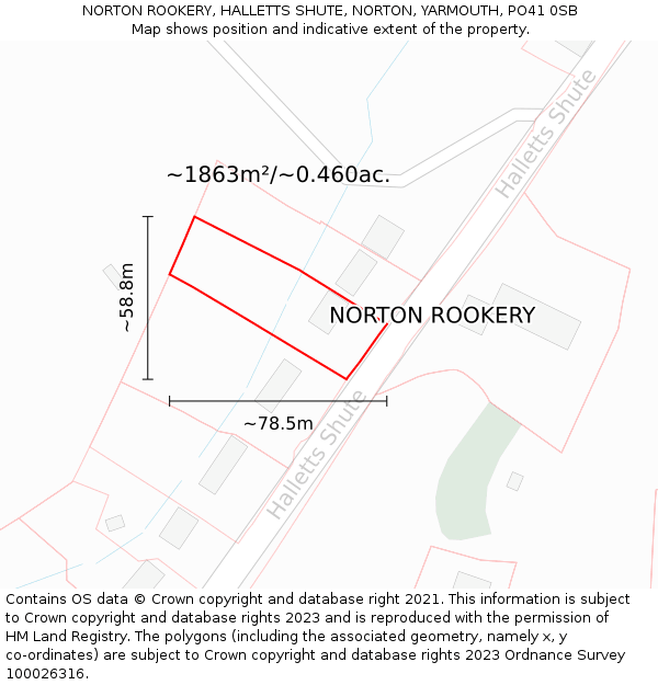NORTON ROOKERY, HALLETTS SHUTE, NORTON, YARMOUTH, PO41 0SB: Plot and title map