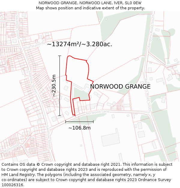 NORWOOD GRANGE, NORWOOD LANE, IVER, SL0 0EW: Plot and title map