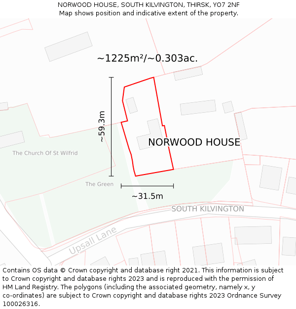 NORWOOD HOUSE, SOUTH KILVINGTON, THIRSK, YO7 2NF: Plot and title map
