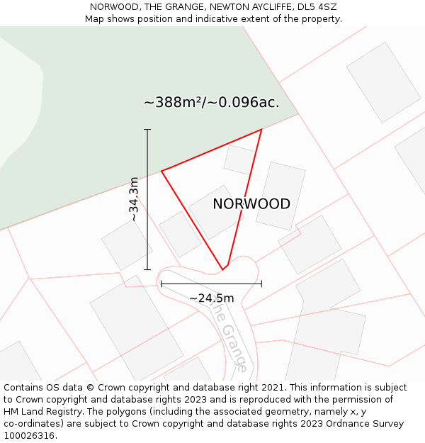 NORWOOD, THE GRANGE, NEWTON AYCLIFFE, DL5 4SZ: Plot and title map