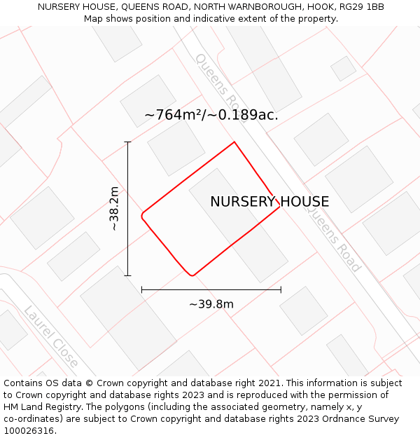 NURSERY HOUSE, QUEENS ROAD, NORTH WARNBOROUGH, HOOK, RG29 1BB: Plot and title map