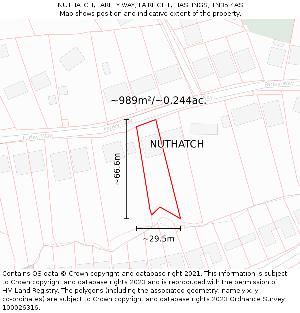 NUTHATCH, FARLEY WAY, FAIRLIGHT, HASTINGS, TN35 4AS: Plot and title map