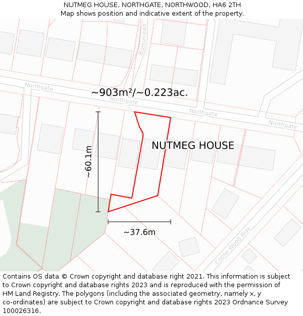 NUTMEG HOUSE, NORTHGATE, NORTHWOOD, HA6 2TH: Plot and title map