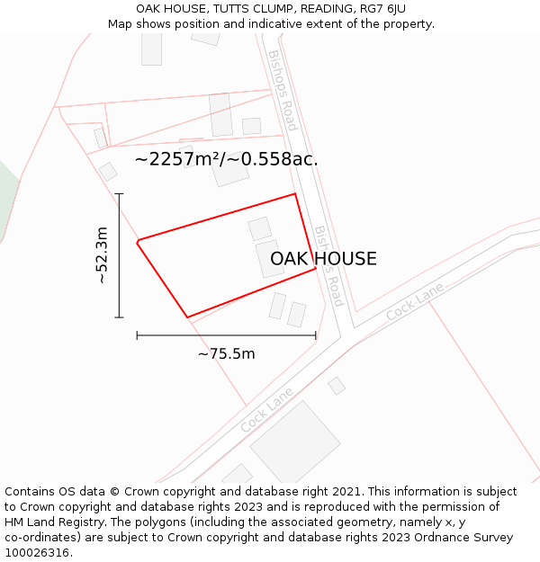 OAK HOUSE, TUTTS CLUMP, READING, RG7 6JU: Plot and title map