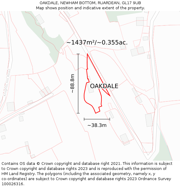 OAKDALE, NEWHAM BOTTOM, RUARDEAN, GL17 9UB: Plot and title map