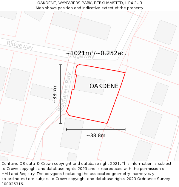 OAKDENE, WAYFARERS PARK, BERKHAMSTED, HP4 3UR: Plot and title map