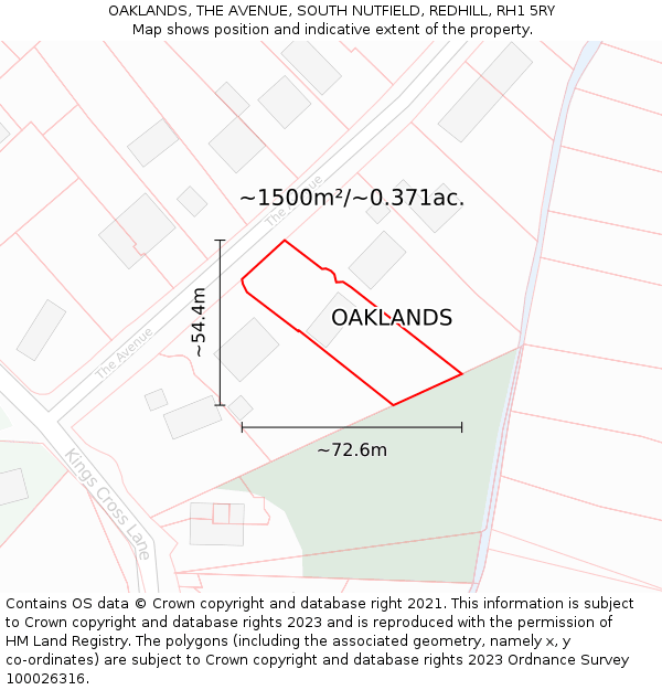 OAKLANDS, THE AVENUE, SOUTH NUTFIELD, REDHILL, RH1 5RY: Plot and title map