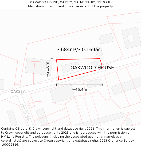 OAKWOOD HOUSE, OAKSEY, MALMESBURY, SN16 9TH: Plot and title map